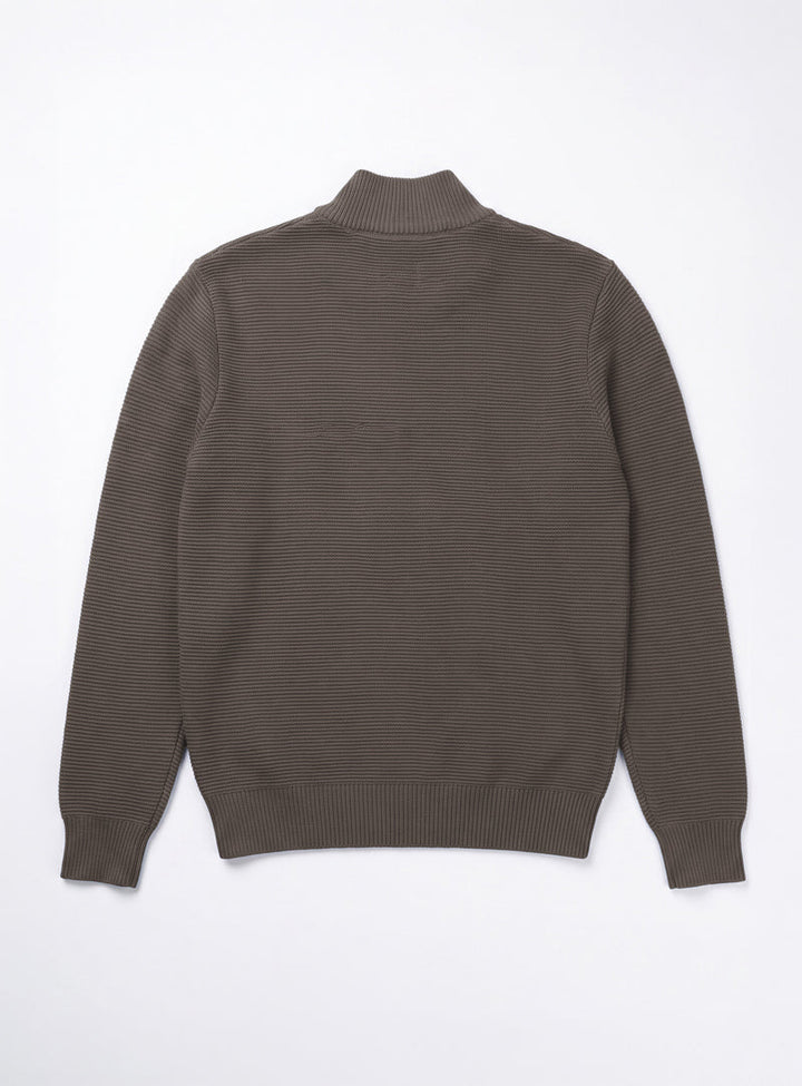OSWALD - BONDED MOCK-ZIP SWEATER WITH POLAR-FEEL LINING "FUDGE MELANGE"