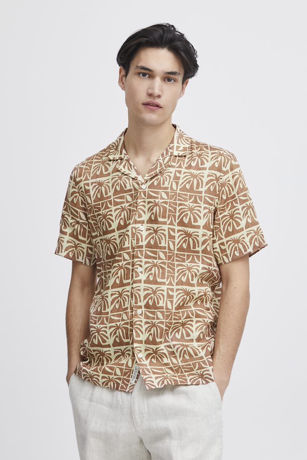CFANTON SS AOP PALM SHIRT "Beaver Fur"