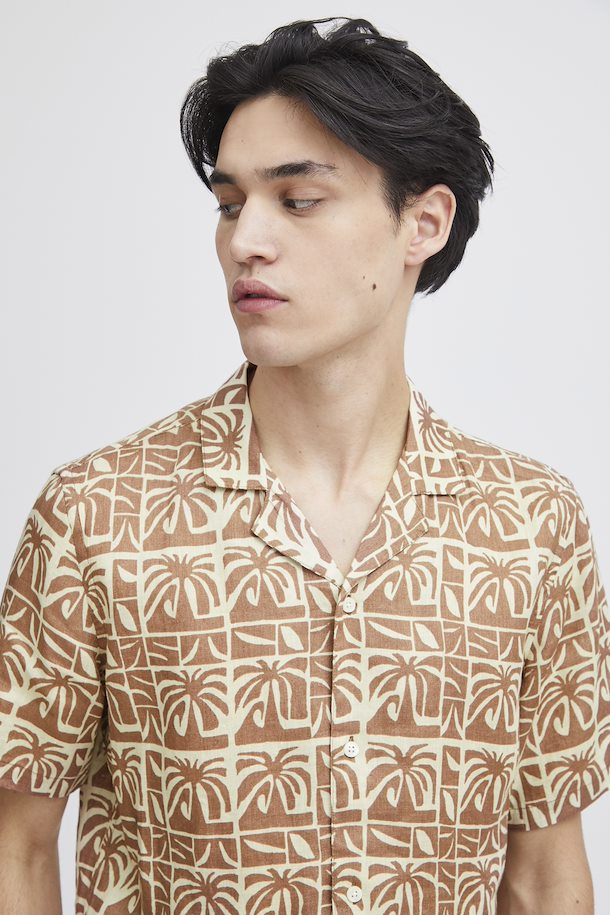 CFANTON SS AOP PALM SHIRT "Beaver Fur"