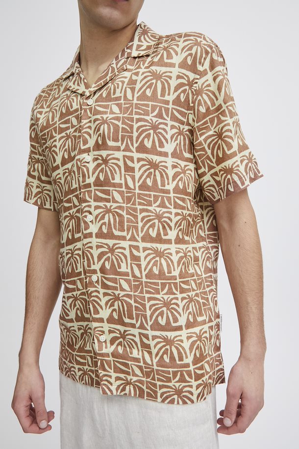 CFANTON SS AOP PALM SHIRT "Beaver Fur"