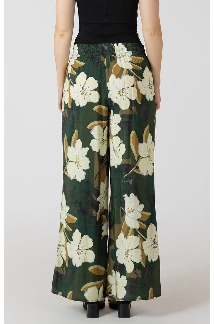 WIDE LEG FLOWY PANTS "PALM BLOSSOM"