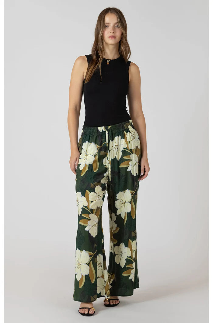 WIDE LEG FLOWY PANTS "PALM BLOSSOM"