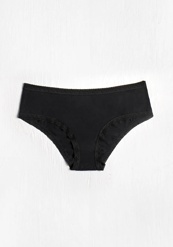 THE MICRO SHORTY - LACE TRIM HIPSTER "BLACK"