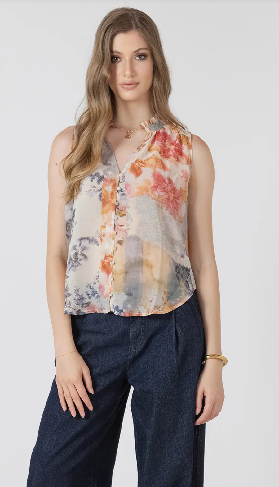 FLOWY BUTTON FRONT BLOUSE "FLOWER PATCH"