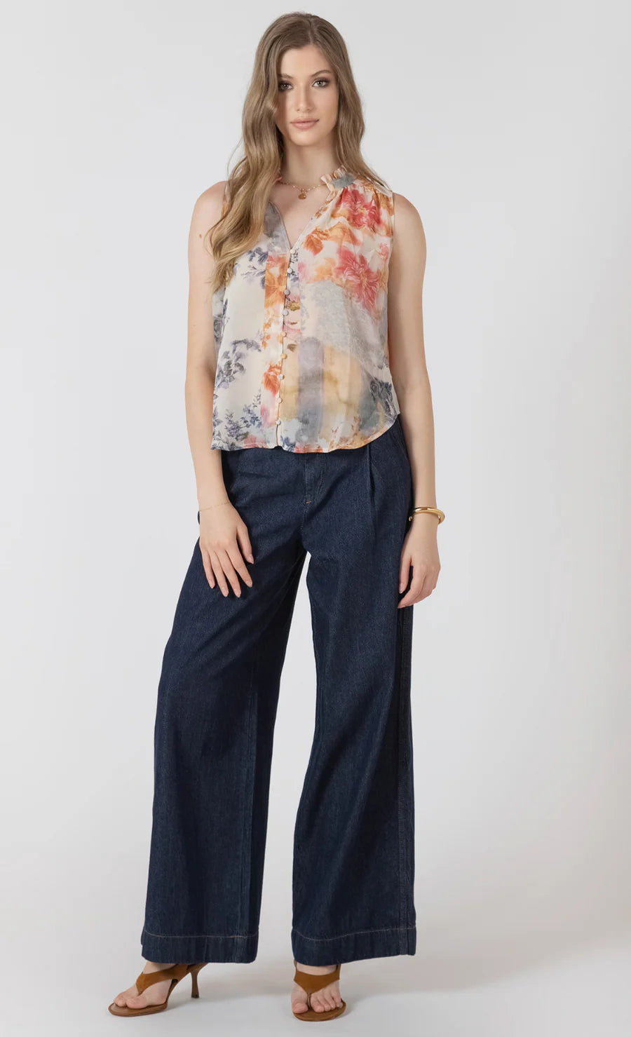 FLOWY BUTTON FRONT BLOUSE "FLOWER PATCH"