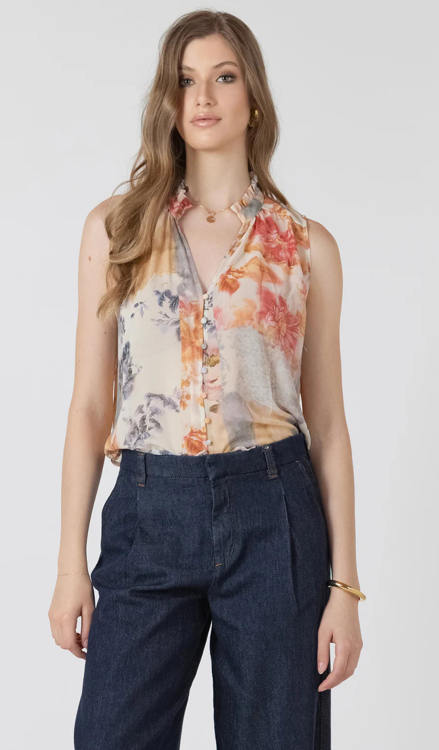 FLOWY BUTTON FRONT BLOUSE "FLOWER PATCH"