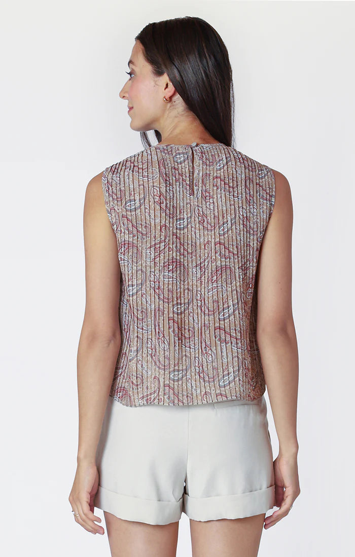 PLEATED TOP "NEUTRAL PAISLEY"