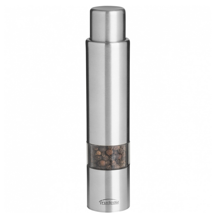 Trudeau 6" One-Hand Stainless Steel Thumb Pepper Mill