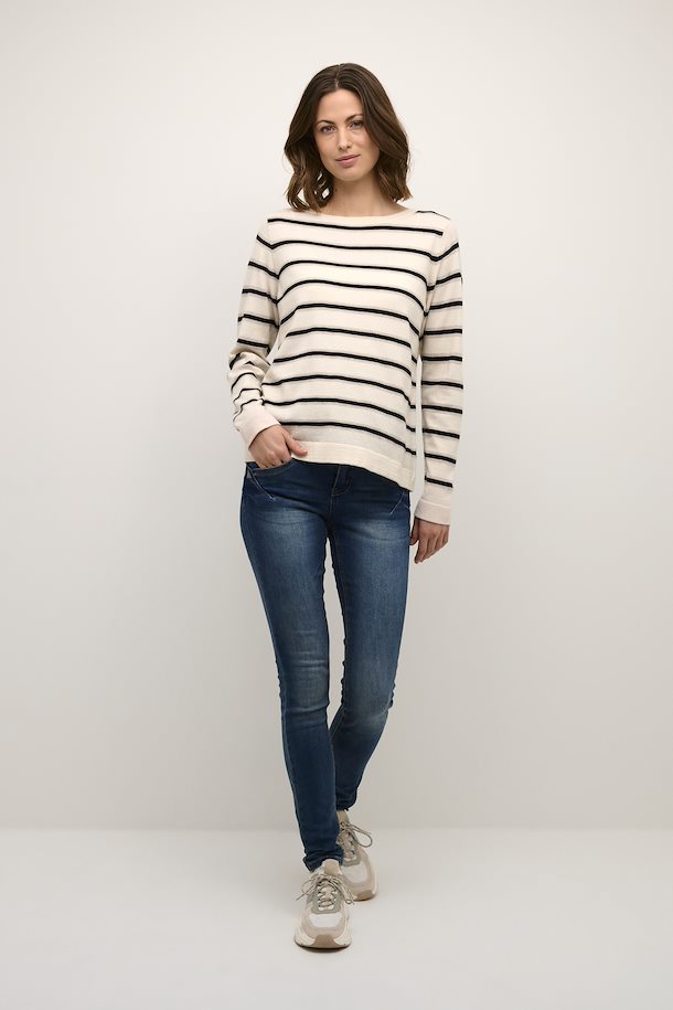 CREAM DELA KNIT PULLOVER - Pitch Black Strip
