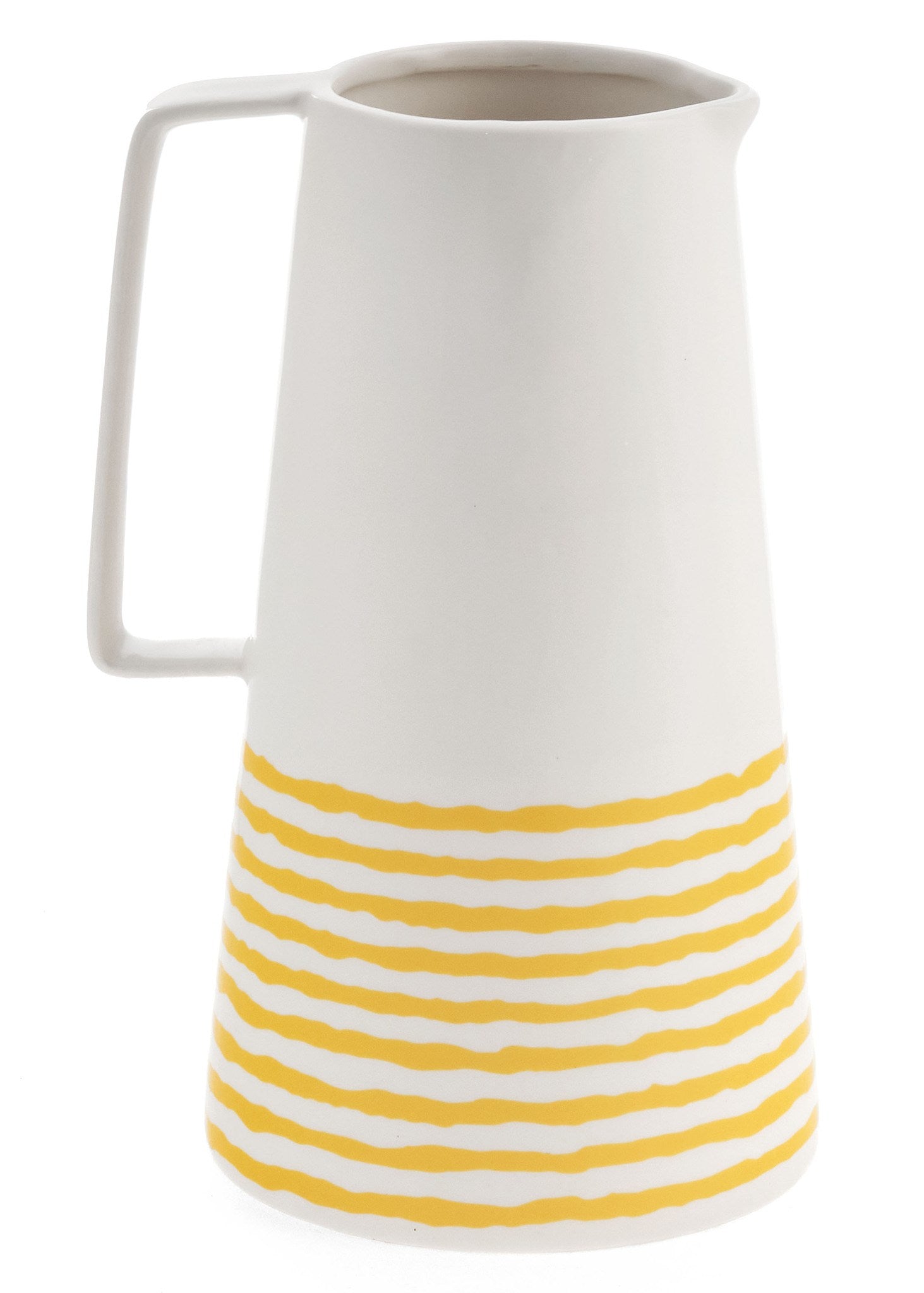 PITCHER WITH STRIPES - WHITE/YELLOW