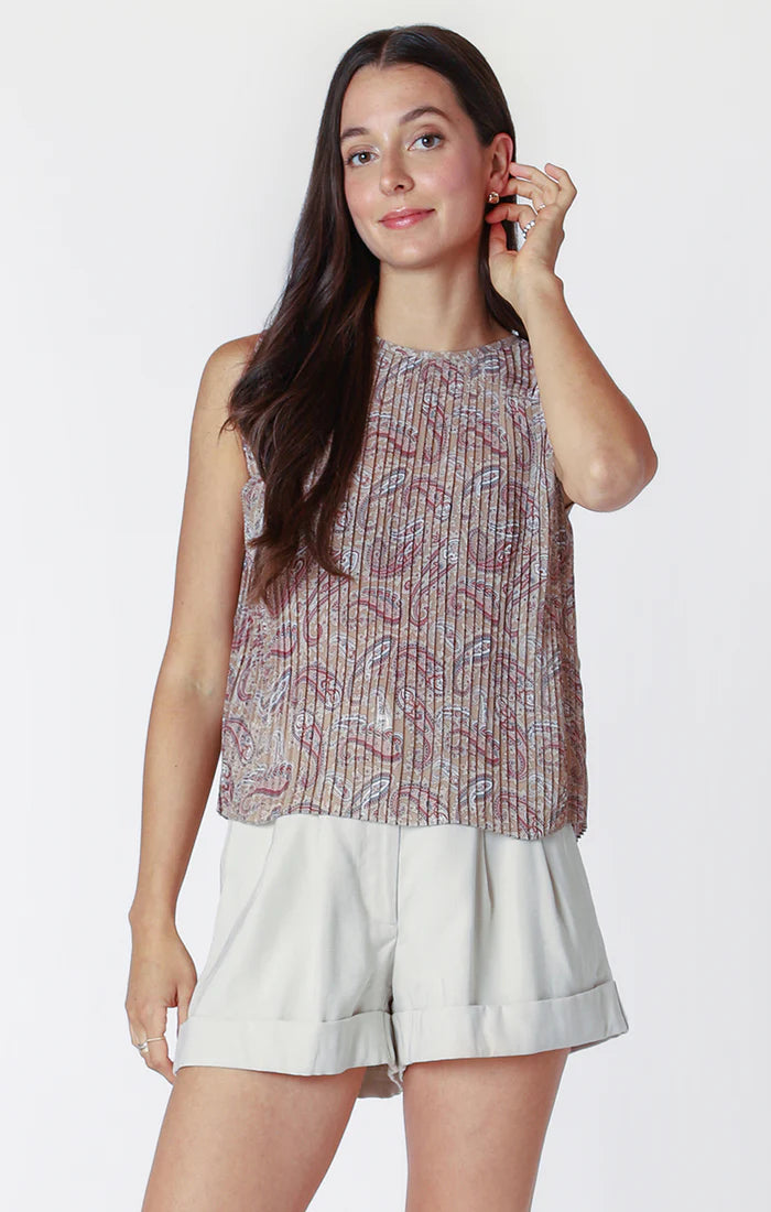 PLEATED TOP "NEUTRAL PAISLEY"