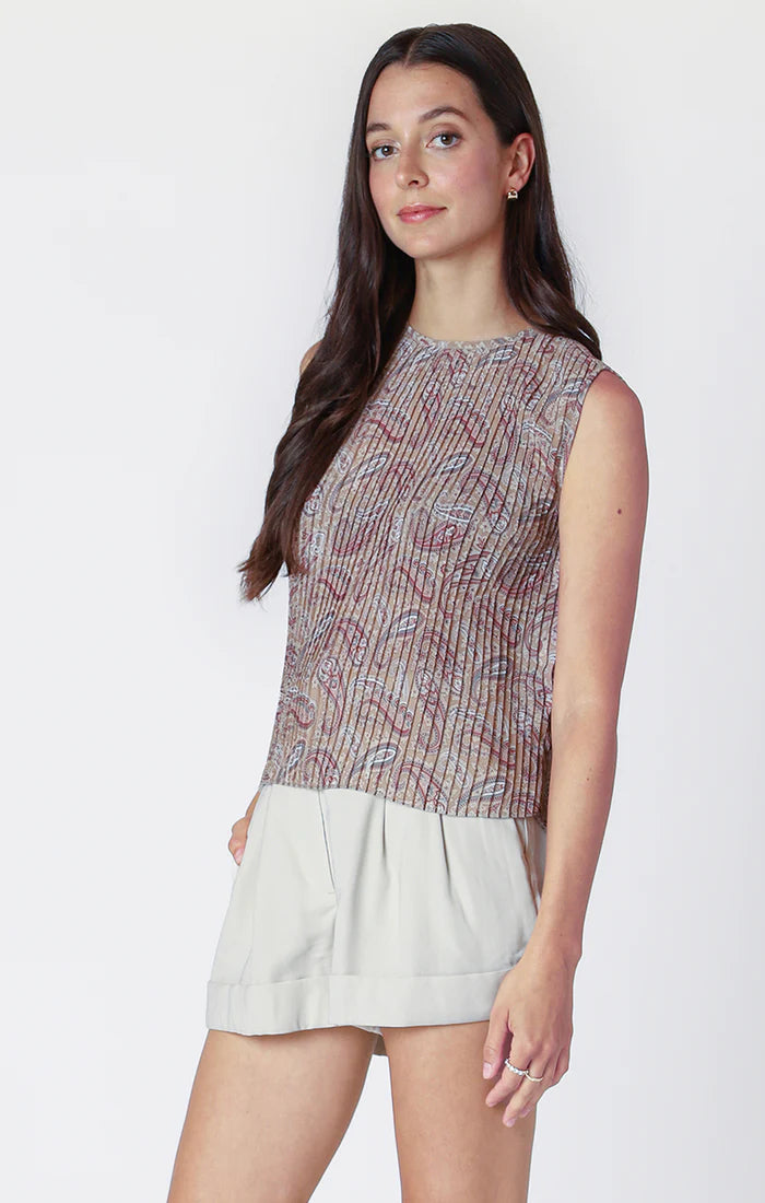 PLEATED TOP "NEUTRAL PAISLEY"