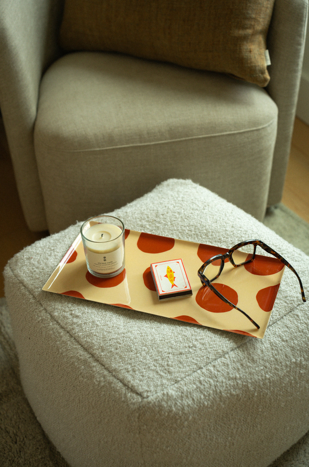 POLKA DOT DECORATIVE ENAMELED TRAY