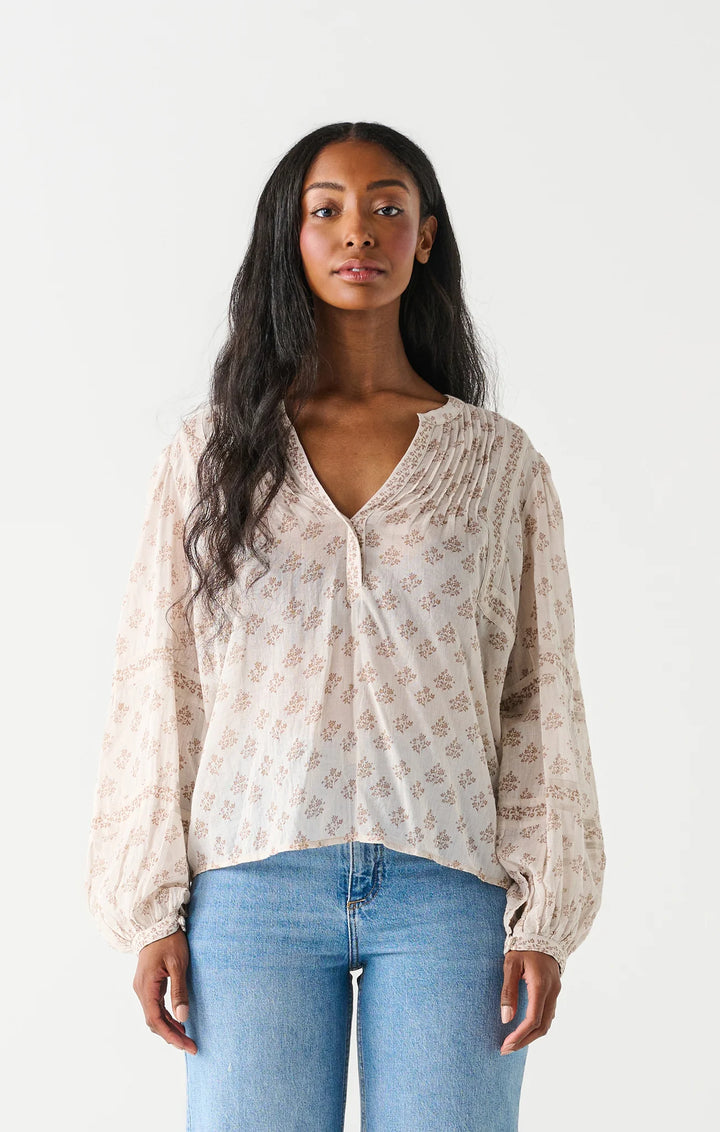 PRINTED PUFF SLEEVE BLOUSE "EARTH FLORAL"