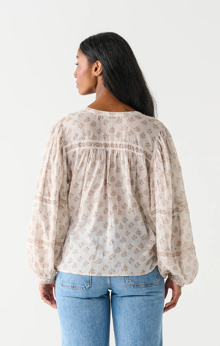 PRINTED PUFF SLEEVE BLOUSE "EARTH FLORAL"