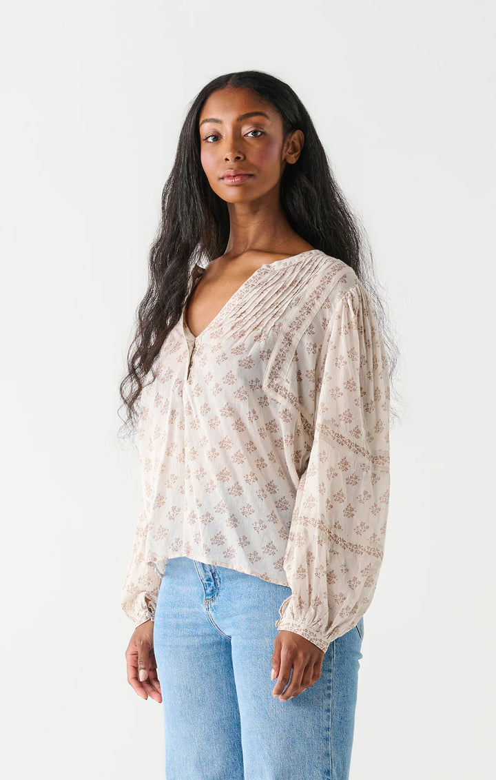 PRINTED PUFF SLEEVE BLOUSE "EARTH FLORAL"