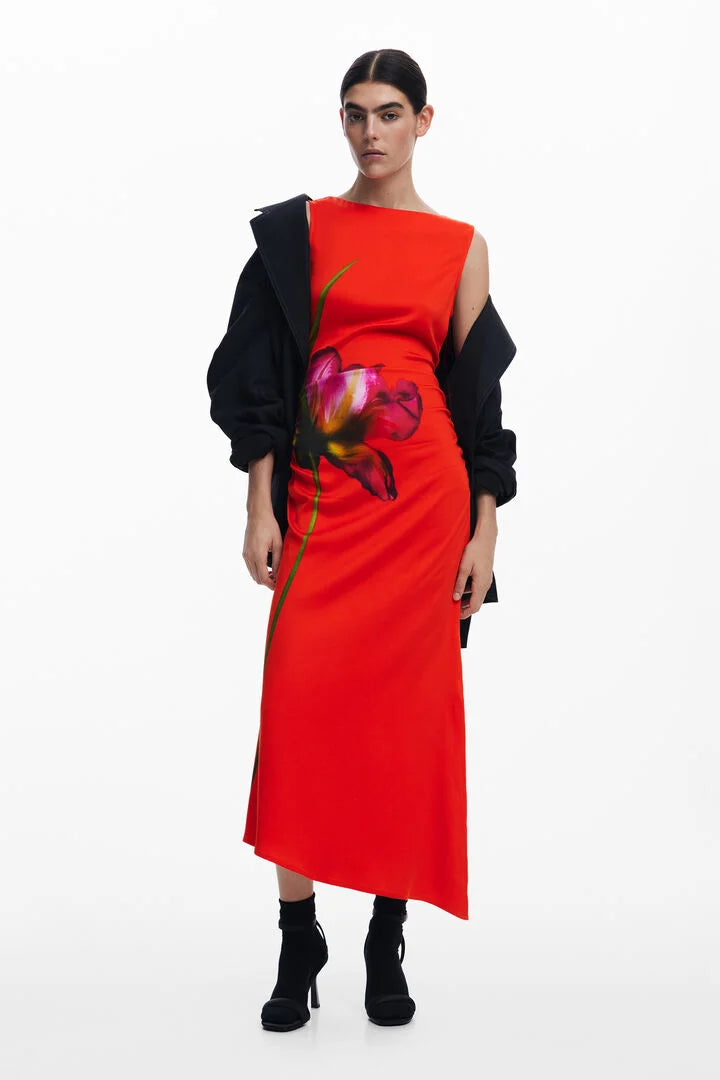 REIM ASYMMETRICAL ORCHID DRESS