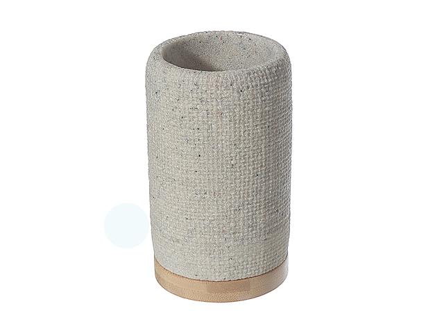 POLYRESIN TUMBLER WITH BAMBOO BASE