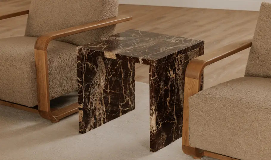 ROSA ACCENT TABLE "ROSSO LEVANTO MARBLE"