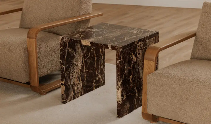 ROSA ACCENT TABLE "ROSSO LEVANTO MARBLE"