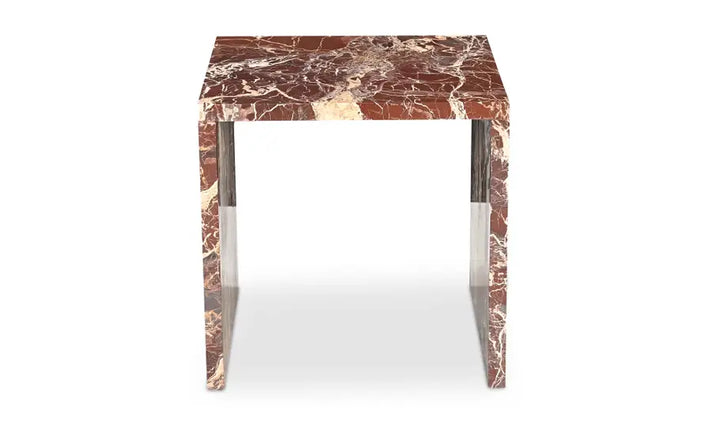 ROSA ACCENT TABLE "ROSSO LEVANTO MARBLE"