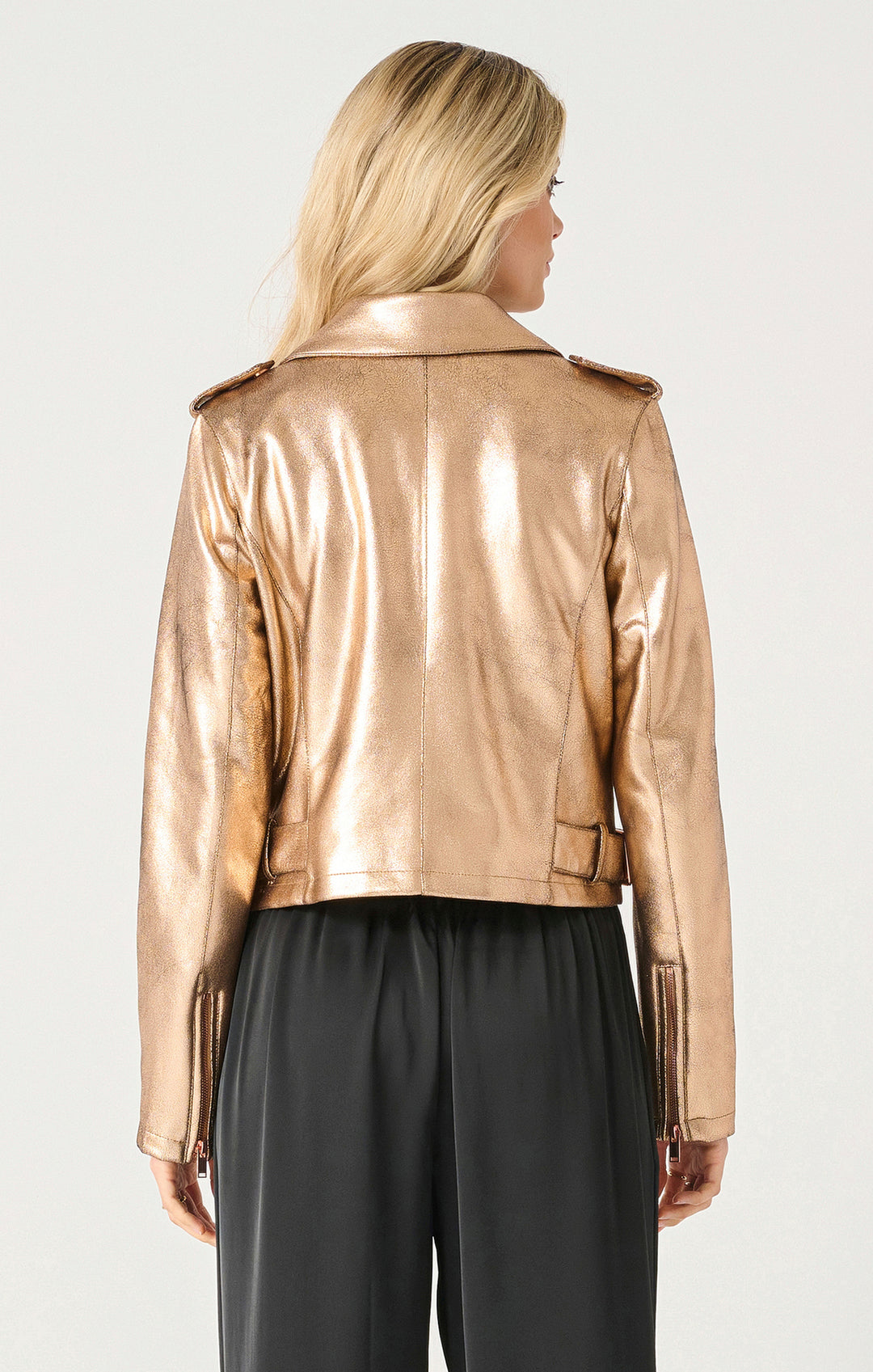 METALLIC MOTO JACKET "GOLD METALLIC PINK"