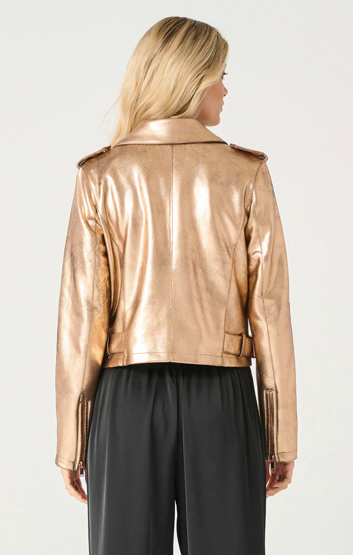 METALLIC MOTO JACKET "GOLD METALLIC PINK"