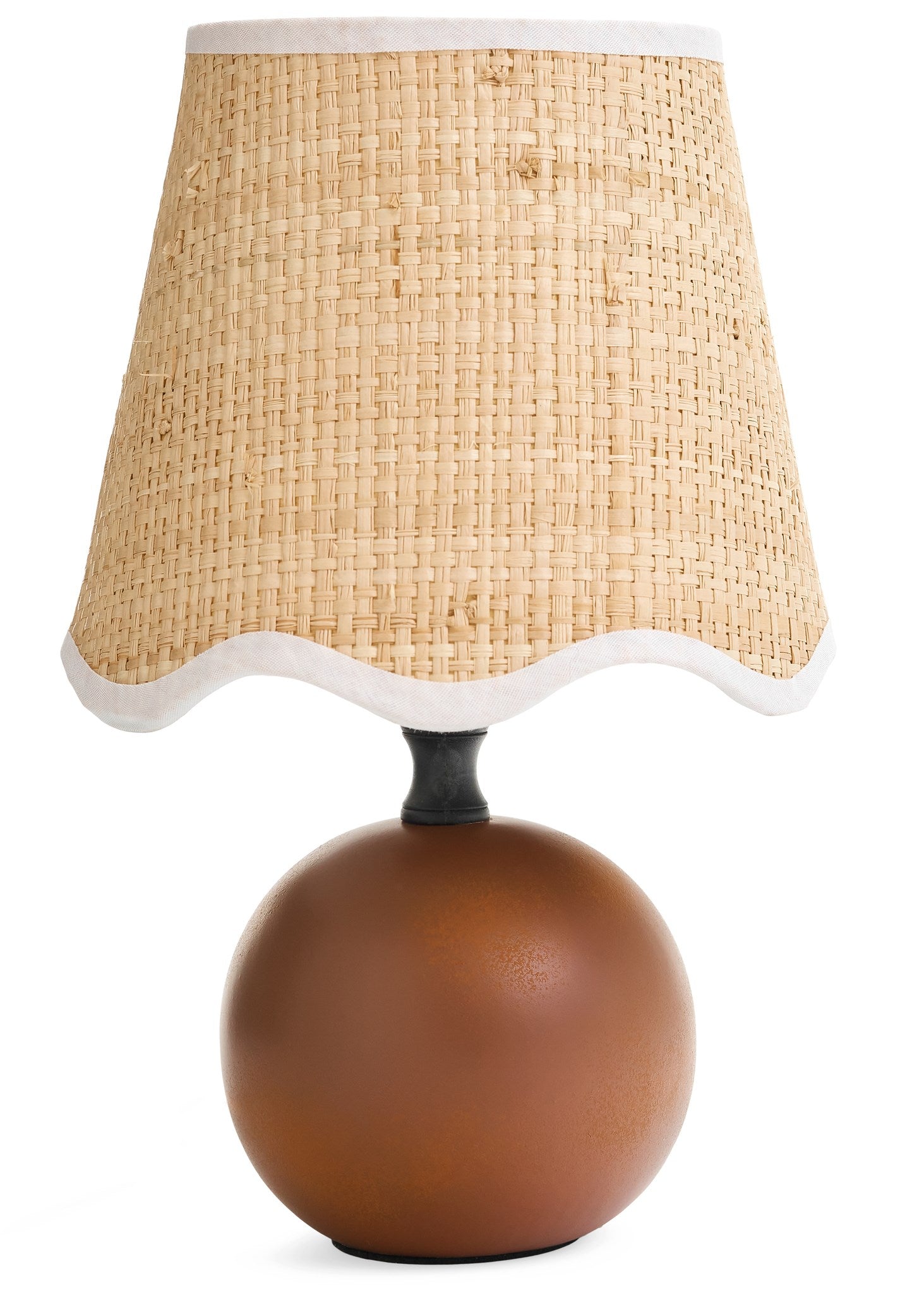 TABLE LAMP CERAMIC BASE W/ CURVY EDGE SHADE - ANTIQUE RUST