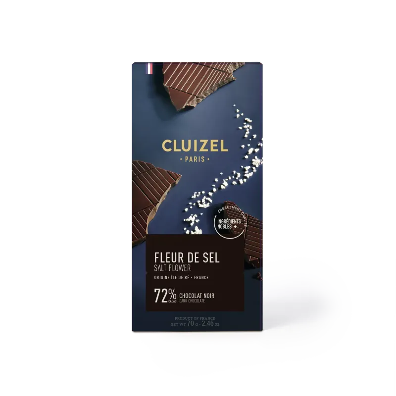 CLUIZEL DARK CHOCOLATE 72% FLEUR DE SEL  - 70G