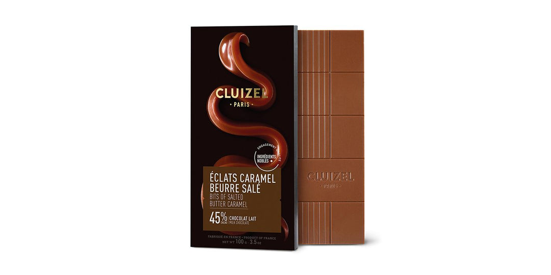 45% Milk Chocolate bar with salted caramel chips - 100g
