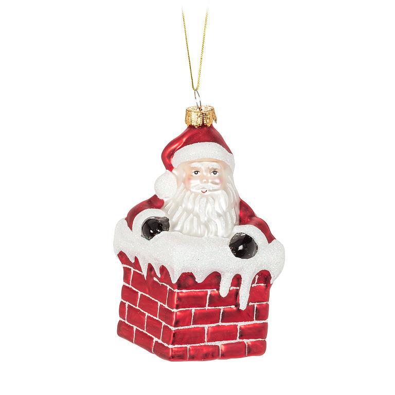 SANTA IN CHIMNEY ORNAMENT - 4.5''H