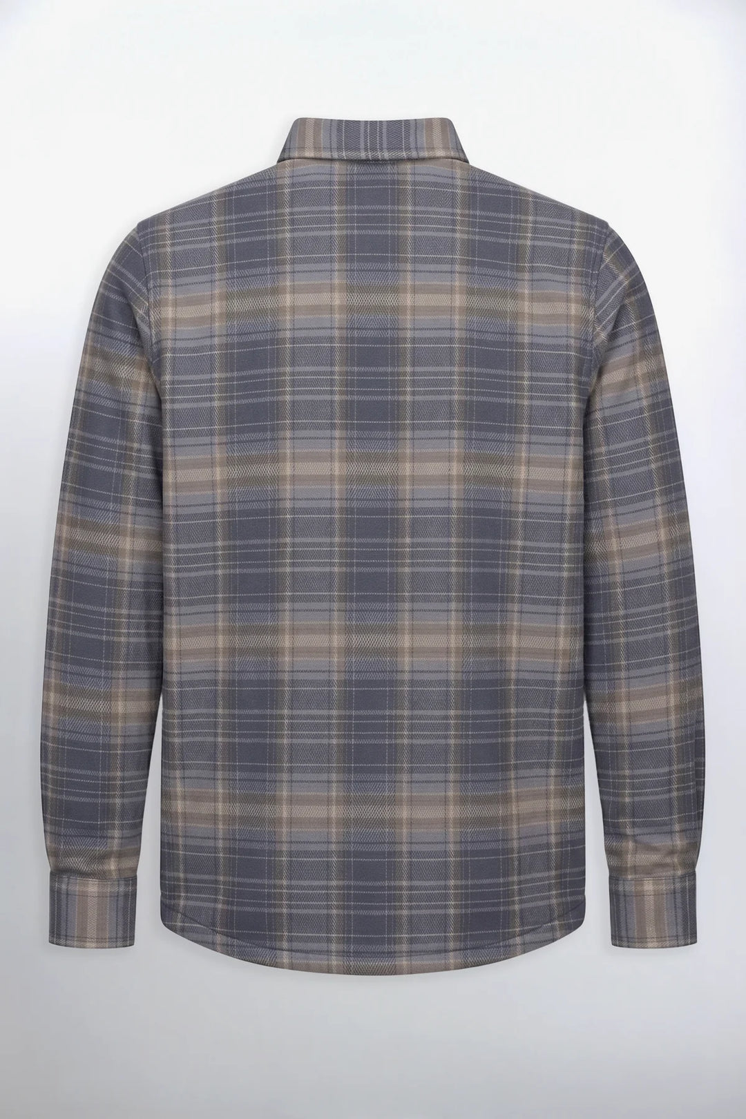 SANTIAGO - BONDED CHECK BUTTON-UP SHIRT WITH CHEST POCKET "COAL"