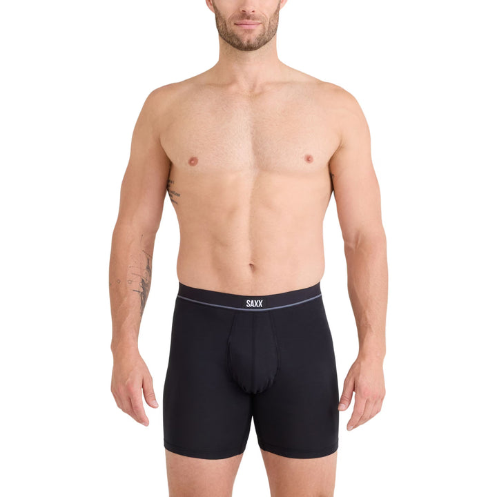 ESSENTIAL COTTON BOXER BRIEFS "BLACK"
