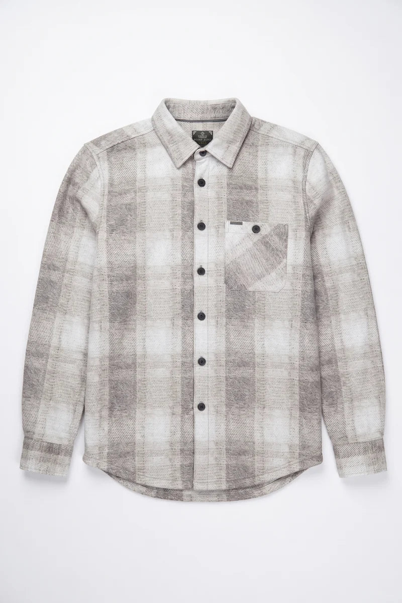 SERGIO - BONDED KNIT CHECK DRESS SHIRT WITH CHEST POCKET "CASHEW"