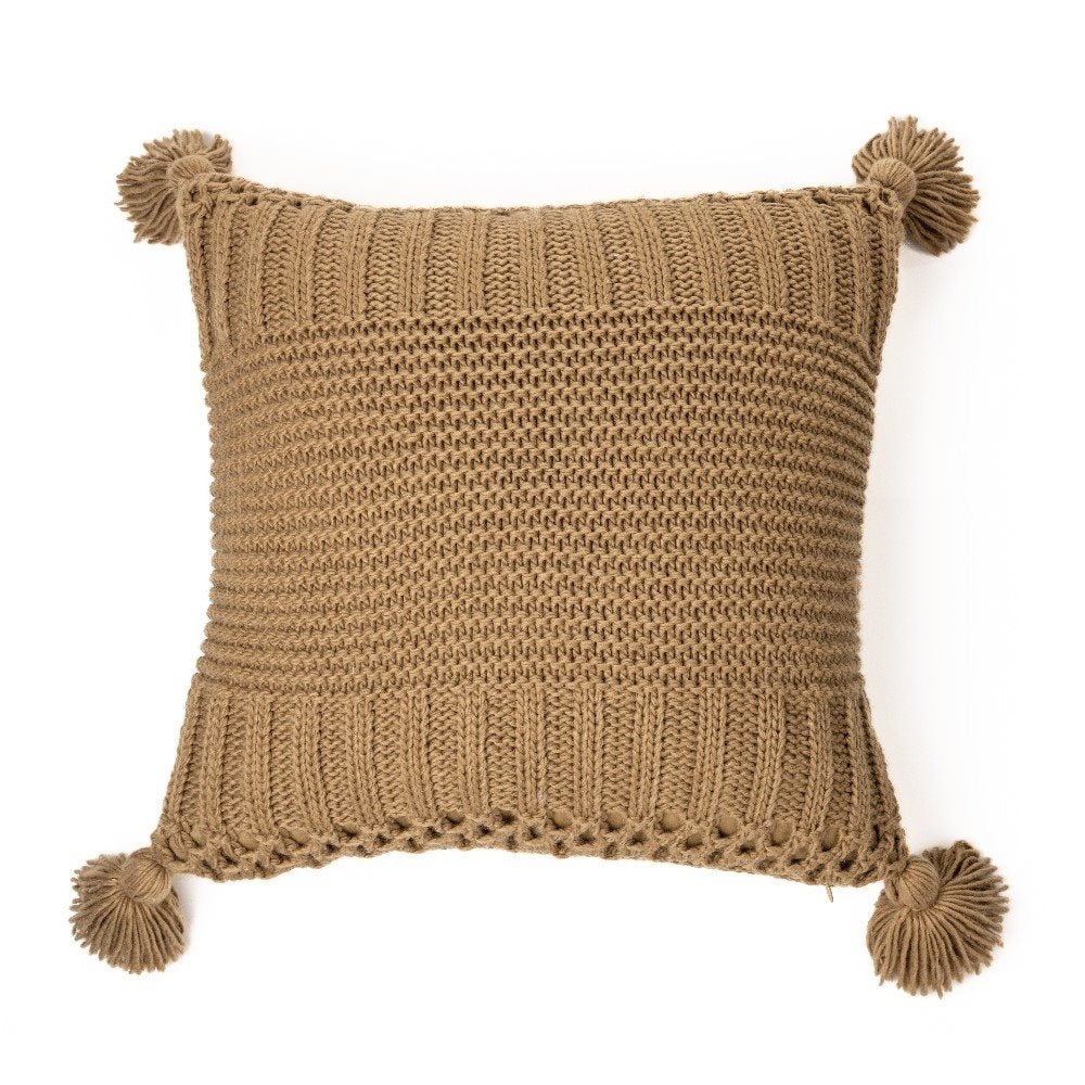 BRUNELLI SHAWN TAUPE KNIT DECORATIVE PILLOW