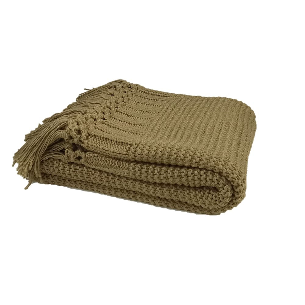 BRUNELLI SHAWN TAUPE KNIT THROW