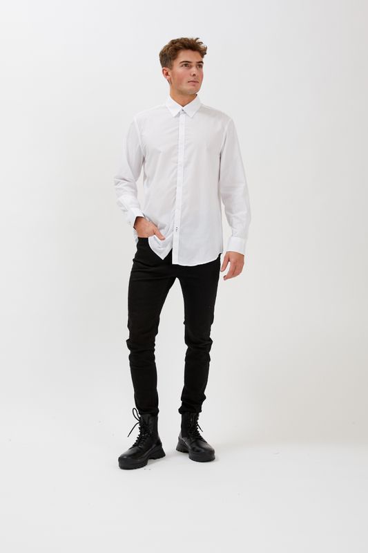 MPRO LUXURY COLLECTION L/S POLY COTTON SHIRT - OPTIC WHITE