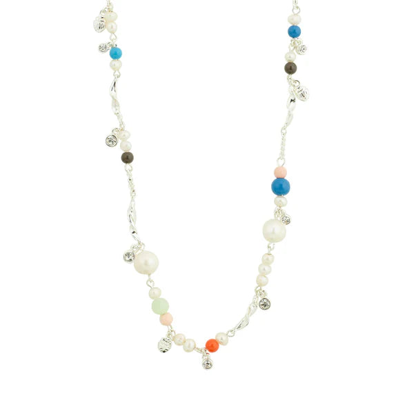 Care Crystal & Fresh Water Pearl Necklace "Silver"