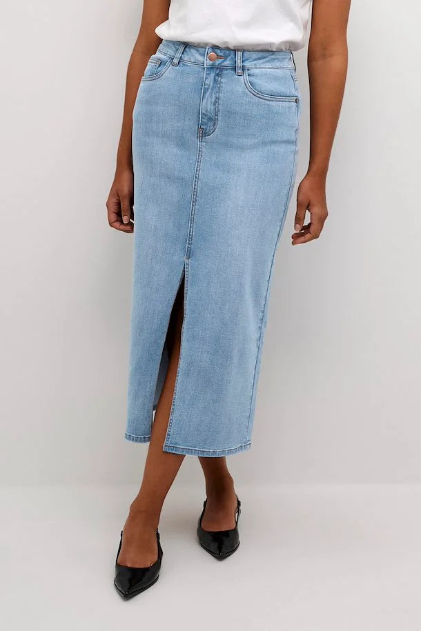 KASINEM DENIM SKIRT "Light Blue Washed Denim"