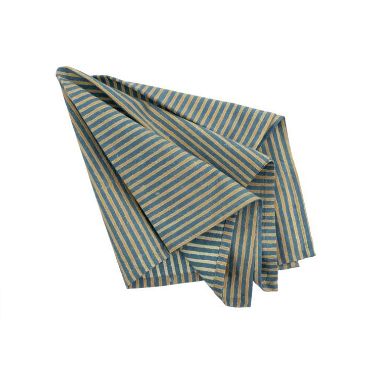 STRIPE BLOCK PRINT NAPKIN "SKY"