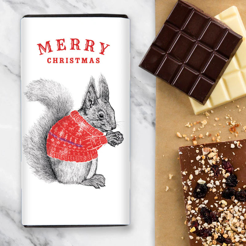 COSY SQUIRREL CHRISTMAS - HAZELNUT HARVEST DARK CHOCOLATE 100G