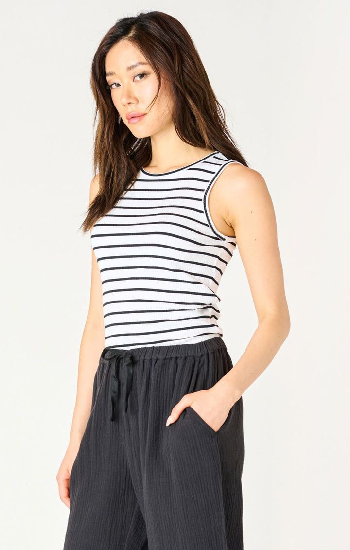 SL RIBBED TANK "WHITE/BLACK STRIPE"