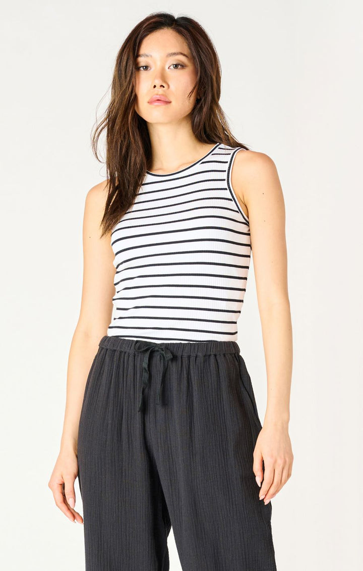 SL RIBBED TANK "WHITE/BLACK STRIPE"