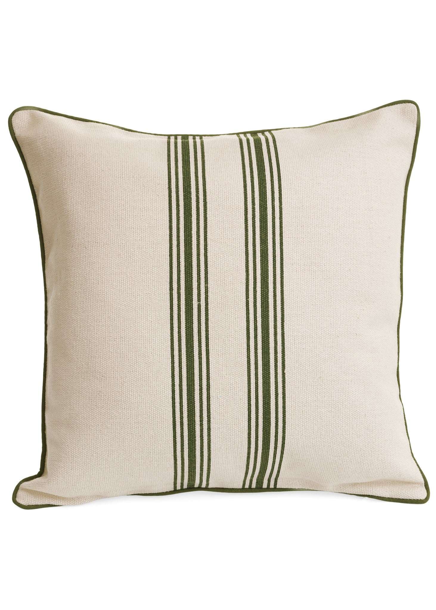 COTTON CUSHION WITH STRIPES 18X18 "OFF-WHITE/GREEN"