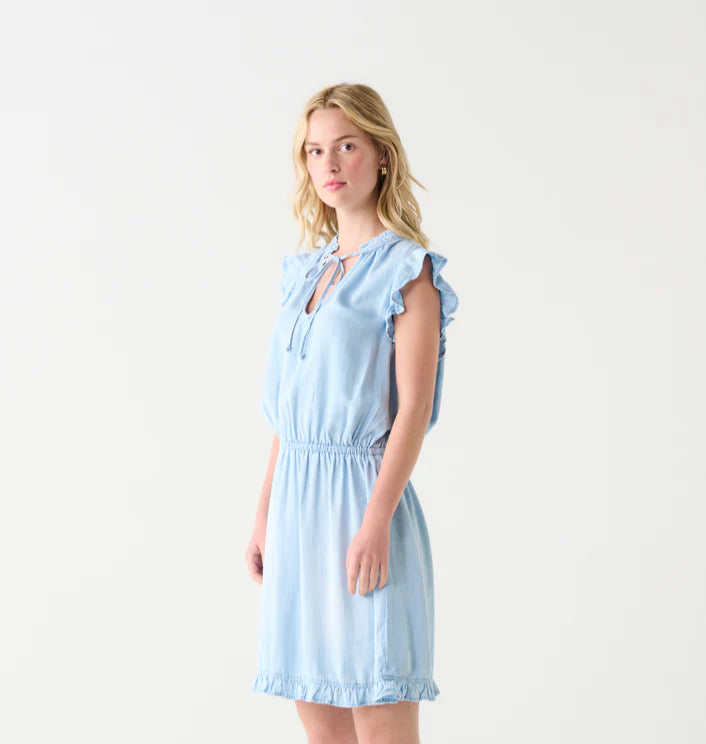 RUFFLE TRIM MINI TENCEL DRESS