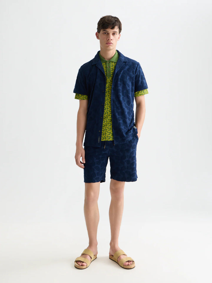 TERRY JACQUARD SHORT SLEEVE SHIRT "PAGEANT BLUE"