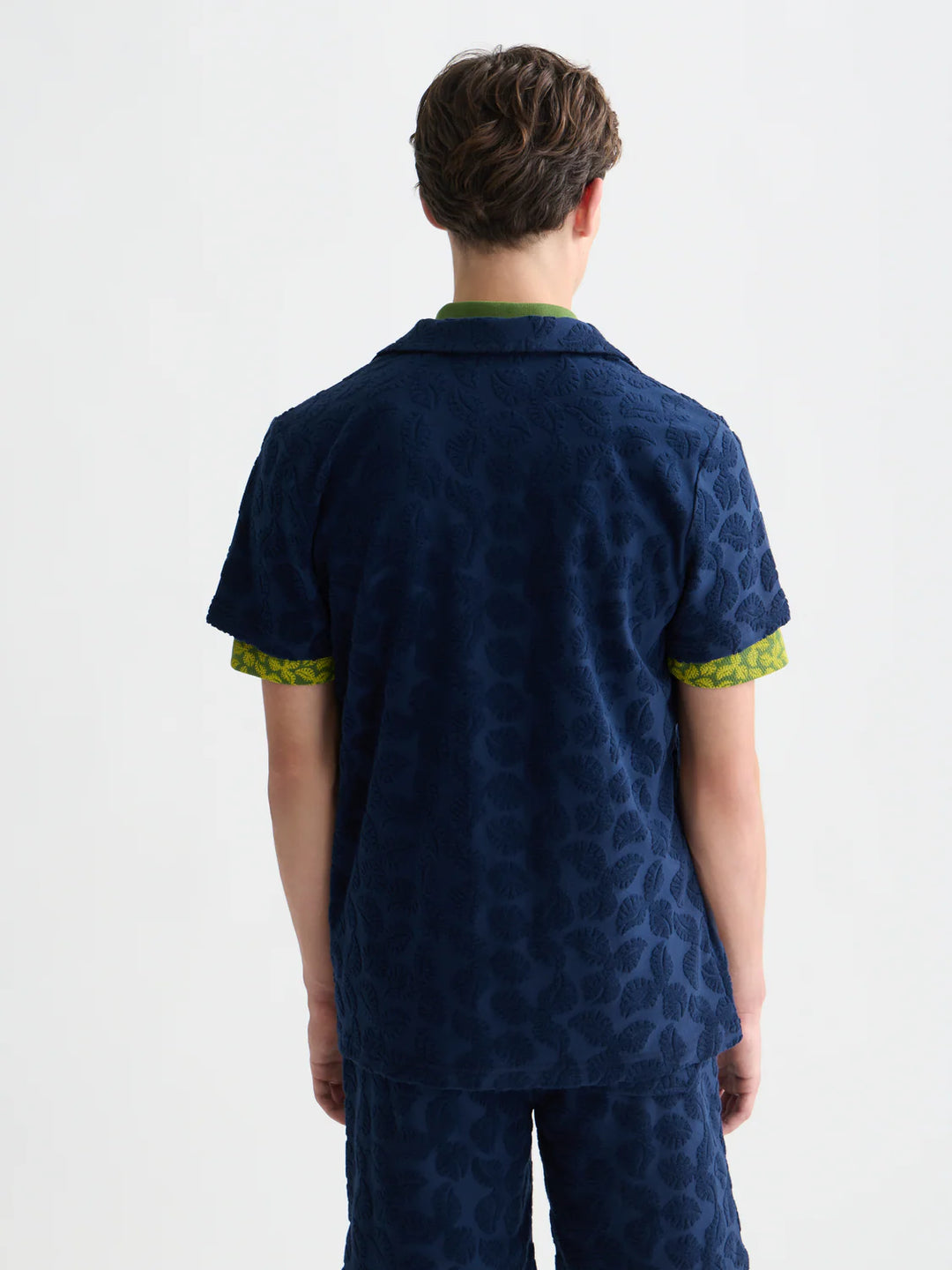 TERRY JACQUARD SHORT SLEEVE SHIRT "PAGEANT BLUE"