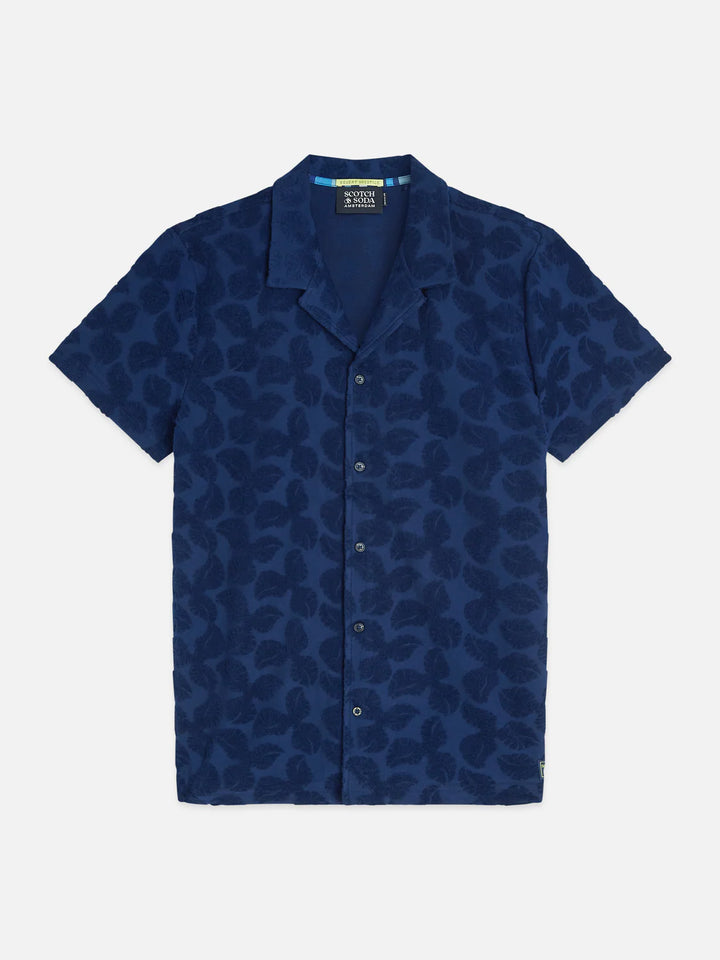 TERRY JACQUARD SHORT SLEEVE SHIRT "PAGEANT BLUE"