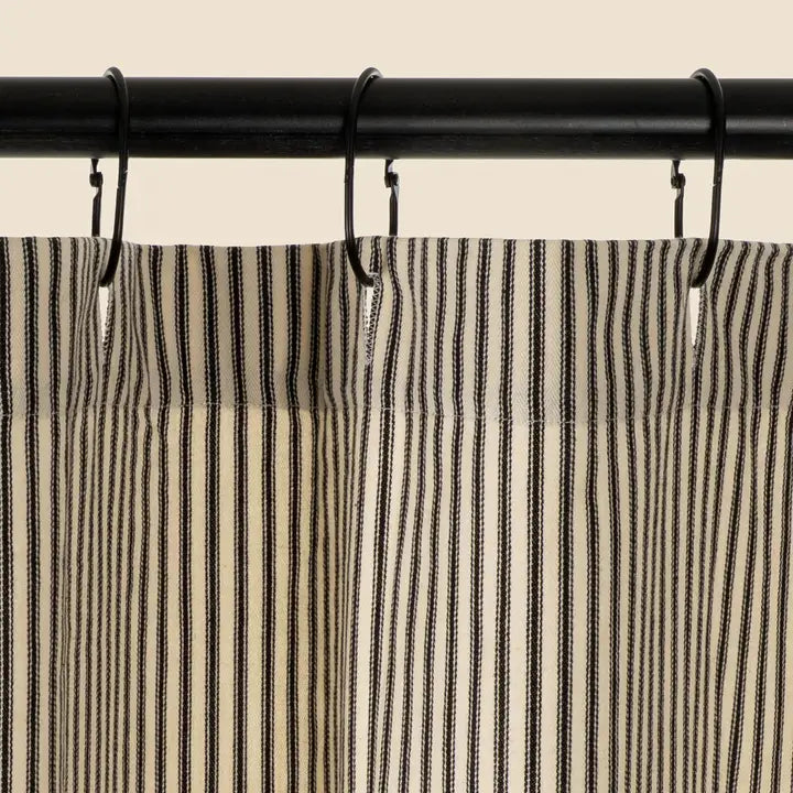 BLACK TICKING SHOWER CURTAIN