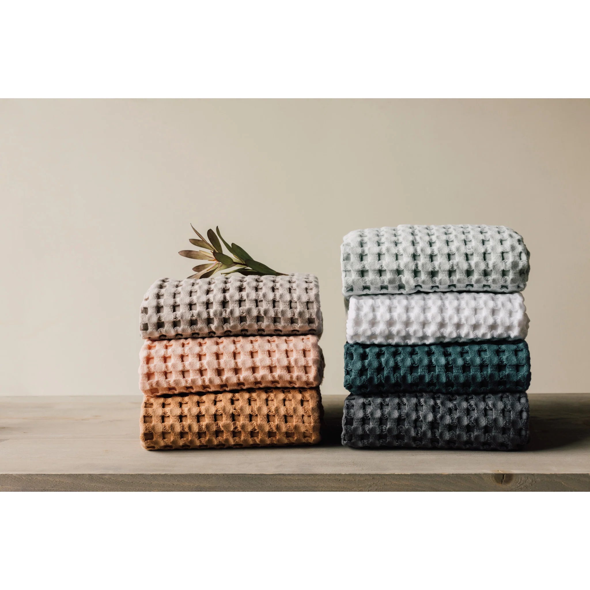 Mist Organic Cotton Waffle Hand Towel - Thumbnail 3